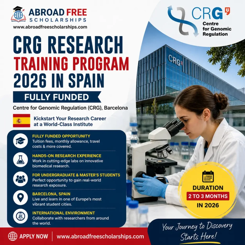 CRG Research Training Program 2026 in Spain (Fully Funded)