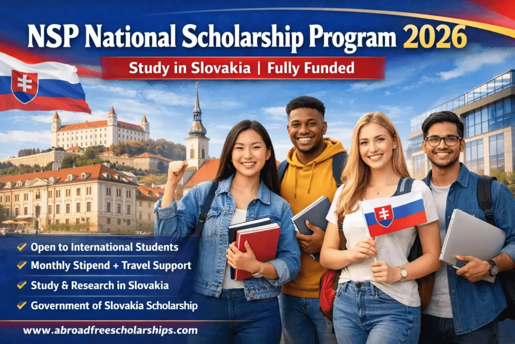 NSP National Scholarship Program 2026 in Slovakia fully funded scholarship for international students including monthly stipend travel support and research opportunities