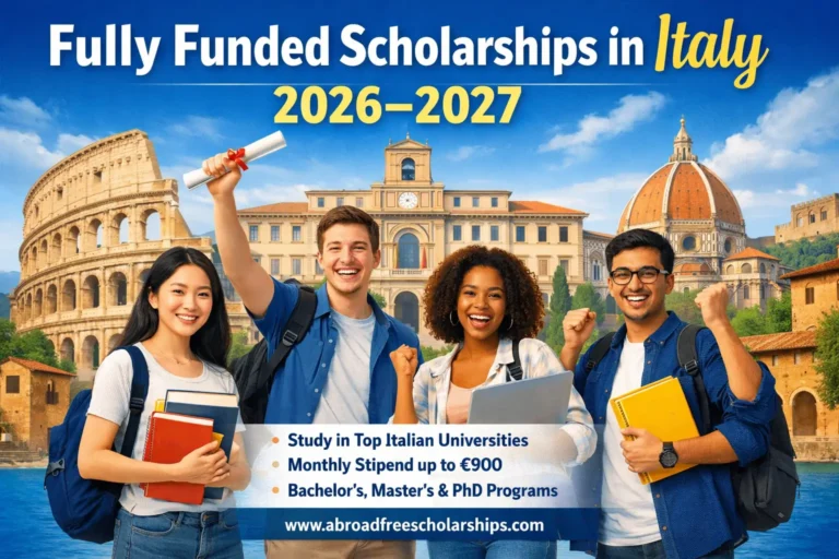 Fully funded scholarships in Italy 2026–2027 for international students studying in top Italian universities with financial support and monthly stipend.