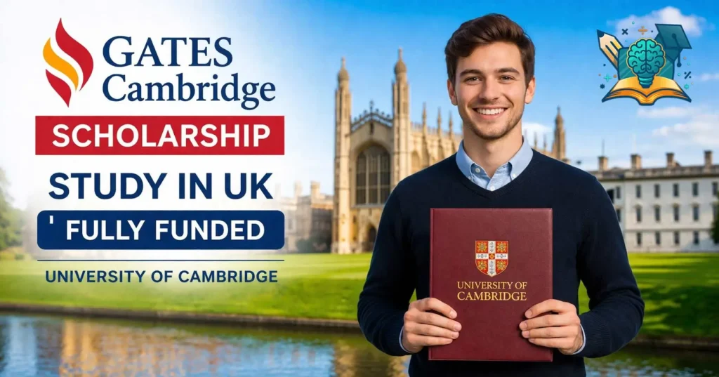 Male graduate holding a degree for Gates Cambridge Scholarship 2026 at the University of Cambridge UK fully funded program