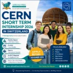 CERN Short Term Internship 2026 in Switzerland paid internship feature image showing international students with CERN background and internship details